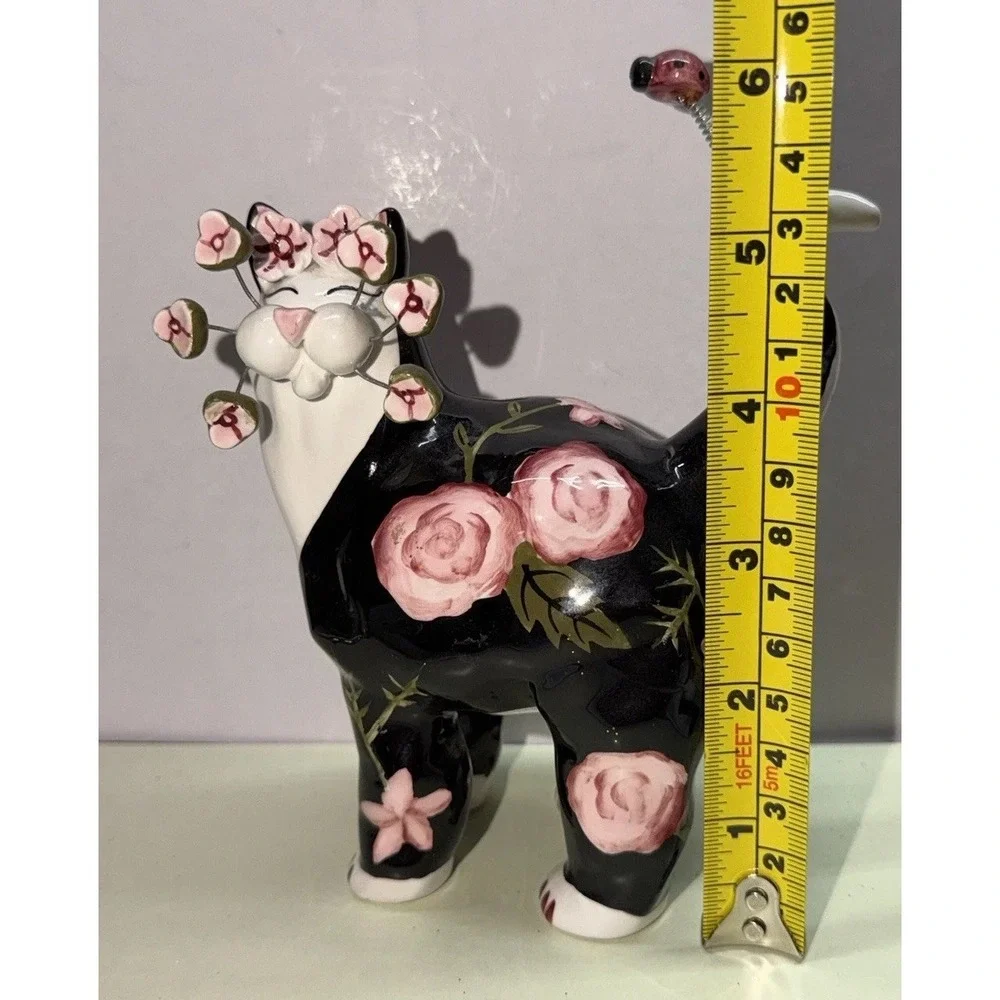 Vintage 2003 Annaco Creations Amy Lacombe Roses Kitty With Ladybug On Tail A3